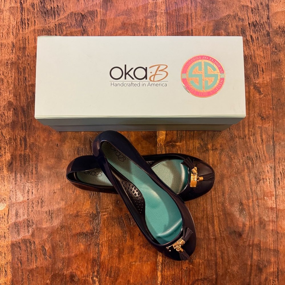 Oka-B Jelly Navy Ballet shoes (Size 8)